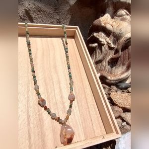 Handmade necklace fancy jasper rainbow agate
